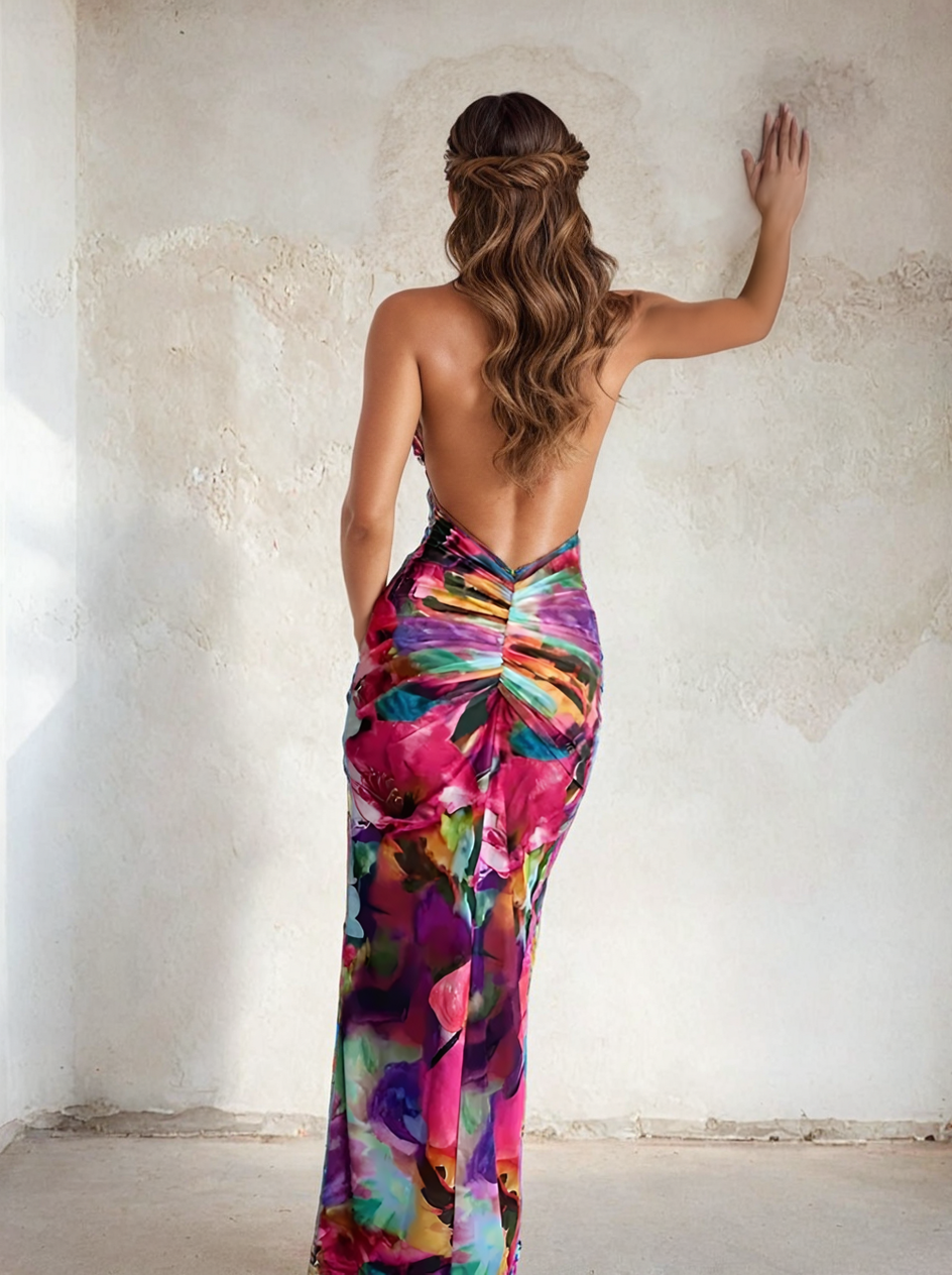 Back details of Floral Printed Maxi Dress