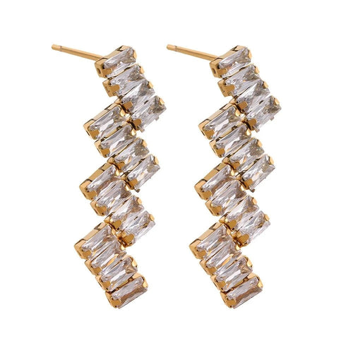 Zigzag Rectangle Drop Earrings