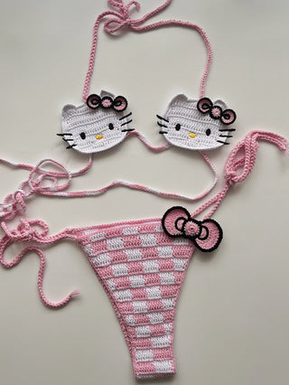 Pink Hello Kitty Crochet Bikini Set