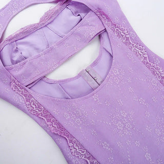 Back details of purple Cut-Out Lace Mini Dress