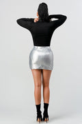 Metallic Mini Skirt Mabel Love Co