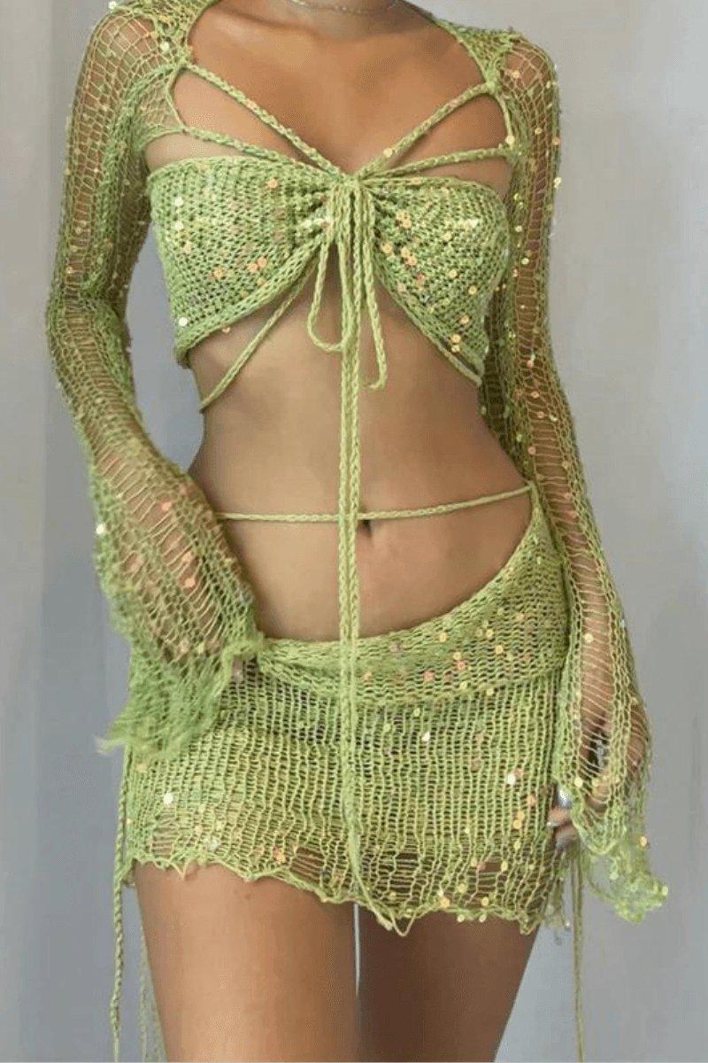 Sequin Two Piece Skirt Set