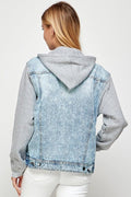 Women's Denim Jacket with Fleece Hoodies Mabel Love Co